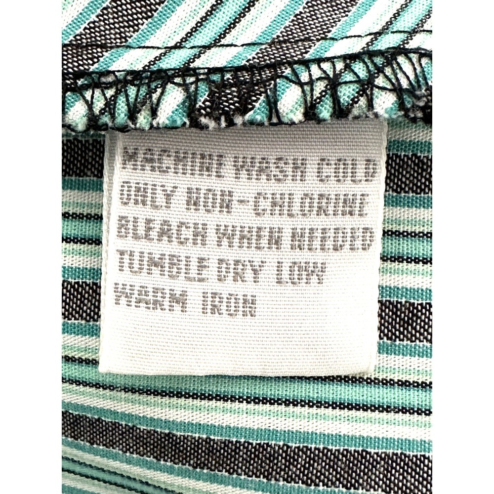 Foxcroft Women's Button Down Striped Longsleeve Blouse Green Black Size‎ (10P) - Picture 6 of 16